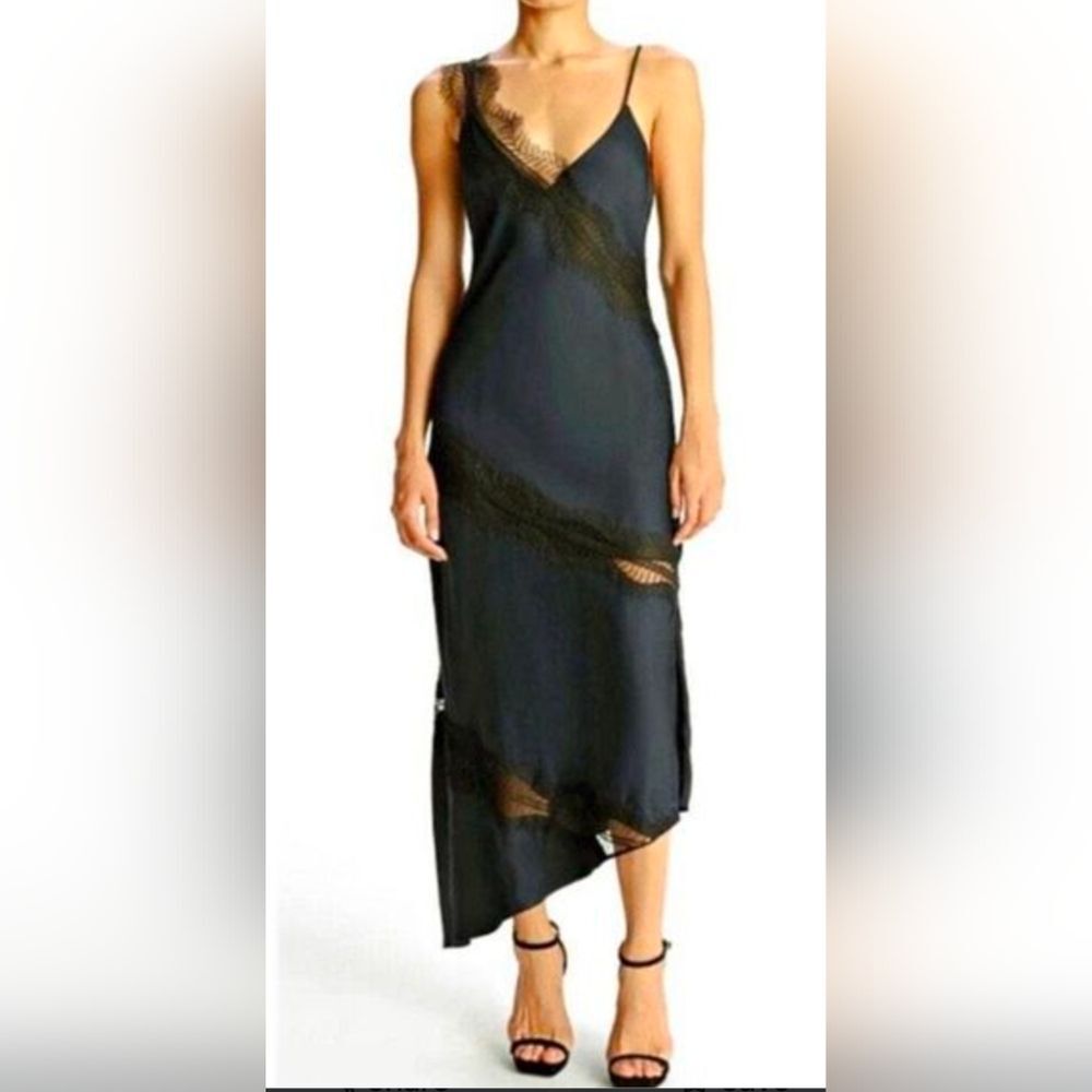 House of Harlow 1960 Black Slip Strapless Midi Dress NWT